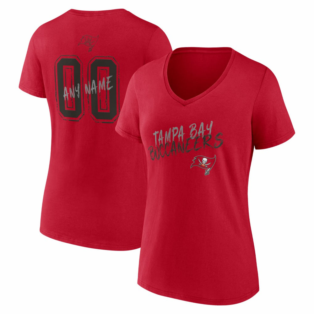 Women's Hustle Personalized Name & Number V-Neck T-Shirt - Tampa Bay Buccaneers