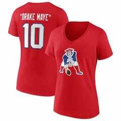 Drake Maye Women's Nickname V-Neck T-Shirt - New England Patriots