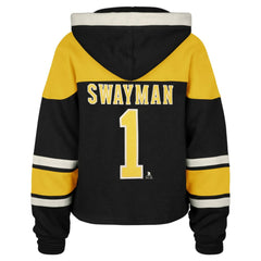 NHL Black Jeremy Swayman Boston Bruins '47 Women's Superior Lacer Cropped Pullover Hoodie