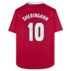 Teddy Sheringham Manchester United Autographed 1999 Red UEFA Champions League Home Jersey - Adidas Icons