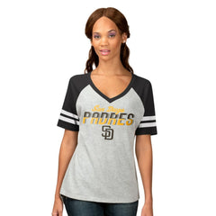 MLB San Diego Padres G-III 4Her by Carl Banks Women's Goal Line Raglan V-Neck T-Shirt