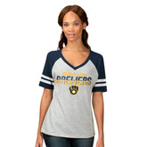 MLB Milwaukee Brewers G-III 4Her by Carl Banks Women's Goal Line Raglan V-Neck T-Shirt