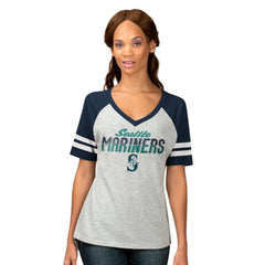 MLB Seattle Mariners G-III 4Her by Carl Banks Women's Goal Line Raglan V-Neck T-Shirt