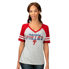 MLB Philadelphia Phillies G-III 4Her by Carl Banks Women's Goal Line Raglan V-Neck T-Shirt