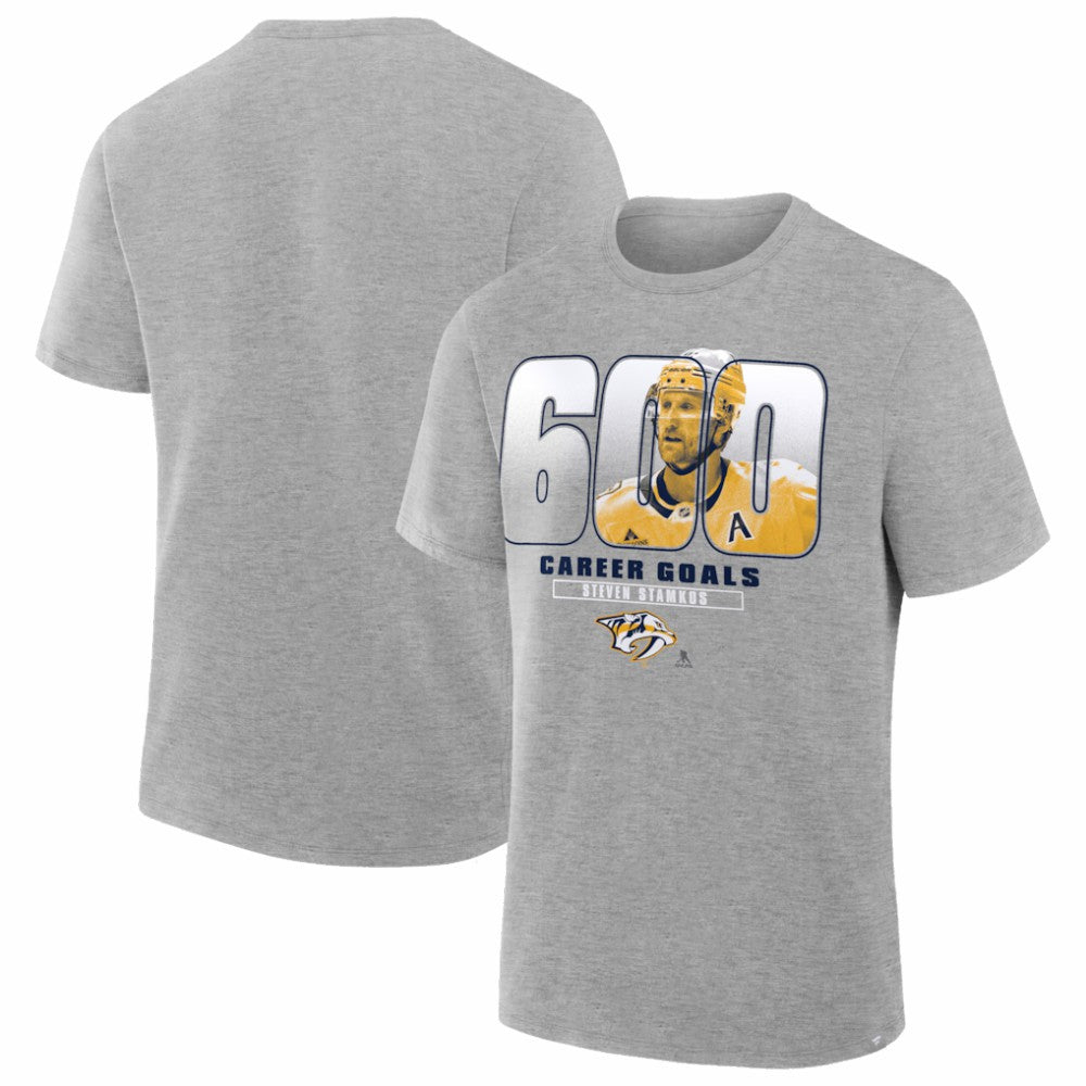 NHL Gray Steven Stamkos Nashville Predators 600th Career Goal T-Shirt
