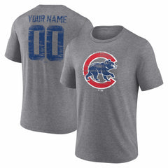 MLB Chicago Cubs Heritage Personalized Any Name & Number Tri-Blend T-Shirt