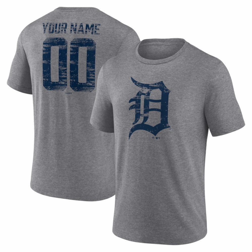 MLB Detroit Tigers Heritage Personalized Any Name & Number Tri-Blend T-Shirt
