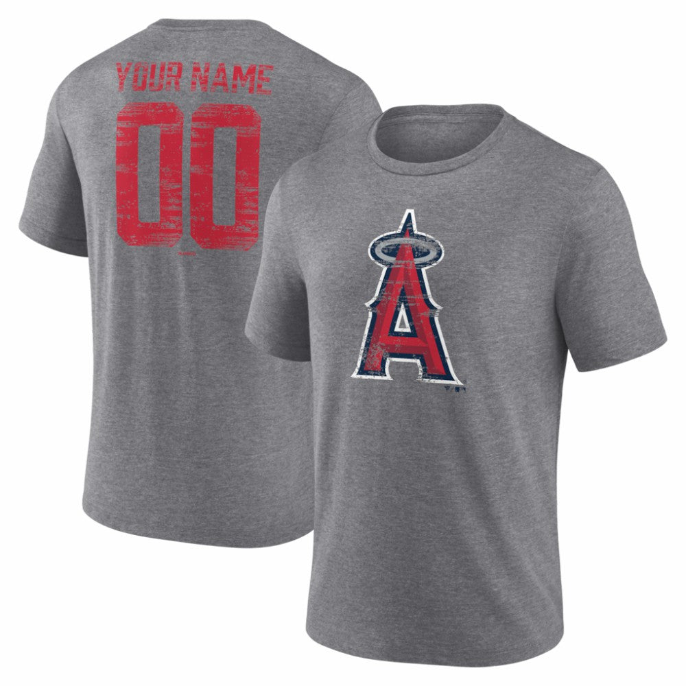 MLB Los Angeles Angels Heritage Personalized Any Name & Number Tri-Blend T-Shirt