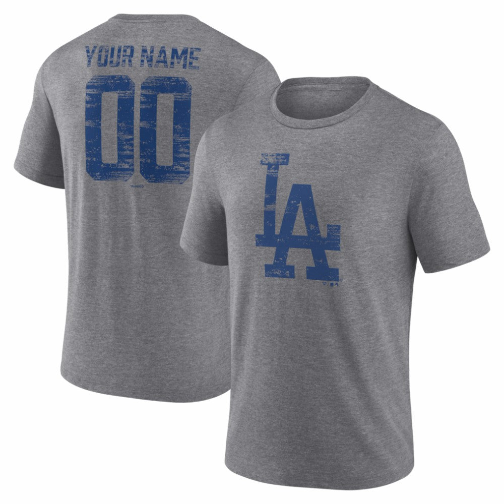 MLB Los Angeles Dodgers Heritage Personalized Any Name & Number Tri-Blend T-Shirt