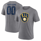 MLB Milwaukee Brewers Heritage Personalized Any Name & Number Tri-Blend T-Shirt