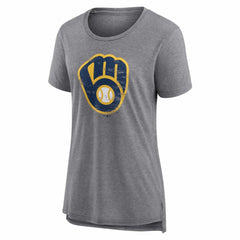 MLB Milwaukee Brewers Women's Heritage Personalized Any Name & Number Tri-Blend T-Shirt