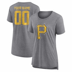 MLB Pittsburgh Pirates Women's Heritage Personalized Any Name & Number Tri-Blend T-Shirt