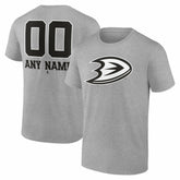 NHL Gray Anaheim Ducks Big & Tall Personalized Name & Number Monochrome T-Shirt