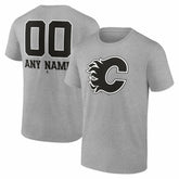 NHL Gray Calgary Flames Big & Tall Personalized Name & Number Monochrome T-Shirt