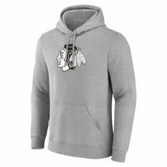 NHL Gray Chicago Blackhawks Big & Tall Personalized Name & Number Monochrome Pullover Hoodie