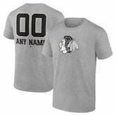 NHL Gray Chicago Blackhawks Big & Tall Personalized Name & Number Monochrome T-Shirt