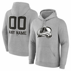 NHL Gray Colorado Avalanche Big & Tall Personalized Name & Number Monochrome Pullover Hoodie