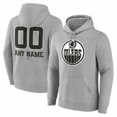 NHL Gray Edmonton Oilers Big & Tall Personalized Name & Number Monochrome Pullover Hoodie