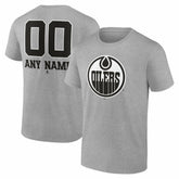 NHL Gray Edmonton Oilers Big & Tall Personalized Name & Number Monochrome T-Shirt