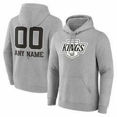 NHL Gray Los Angeles Kings Big & Tall Personalized Name & Number Monochrome Pullover Hoodie