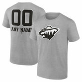 NHL Gray Minnesota Wild Big & Tall Personalized Name & Number Monochrome T-Shirt