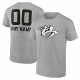 NHL Gray Nashville Predators Big & Tall Personalized Name & Number Monochrome T-Shirt