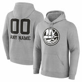 NHL Gray New York Islanders Big & Tall Personalized Name & Number Monochrome Pullover Hoodie