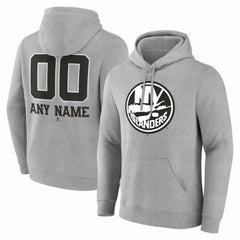 NHL Gray New York Islanders Big & Tall Personalized Name & Number Monochrome Pullover Hoodie