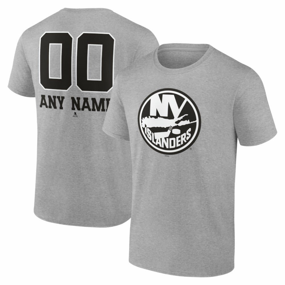 NHL Gray New York Islanders Big & Tall Personalized Name & Number Monochrome T-Shirt