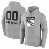 NHL Gray New York Rangers Big & Tall Personalized Name & Number Monochrome Pullover Hoodie