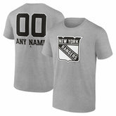 NHL Gray New York Rangers Big & Tall Personalized Name & Number Monochrome T-Shirt