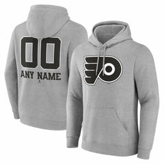 NHL Gray Philadelphia Flyers Big & Tall Personalized Name & Number Monochrome Pullover Hoodie