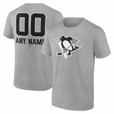 NHL Gray Pittsburgh Penguins Big & Tall Personalized Name & Number Monochrome T-Shirt