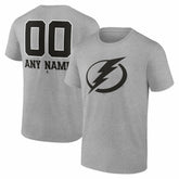 NHL Gray Tampa Bay Lightning Big & Tall Personalized Name & Number Monochrome T-Shirt
