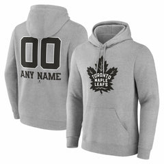 NHL Gray Toronto Maple Leafs Big & Tall Personalized Name & Number Monochrome Pullover Hoodie