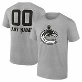 NHL Gray Vancouver Canucks Big & Tall Personalized Name & Number Monochrome T-Shirt