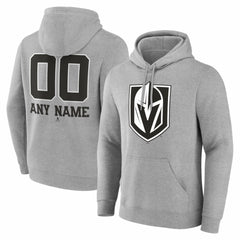 NHL Gray Vegas Golden Knights Big & Tall Personalized Name & Number Monochrome Pullover Hoodie