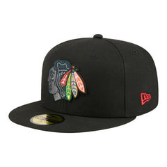 NHL Black Chicago Blackhawks New Era Color Pop 59FIFTY Fitted Hat