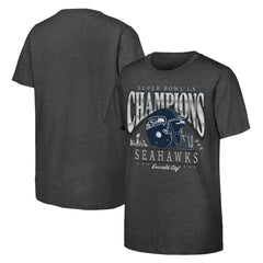 Youth Super Bowl LX Champions Prestigious Run Helmet T-Shirt - Seattle Seahawks