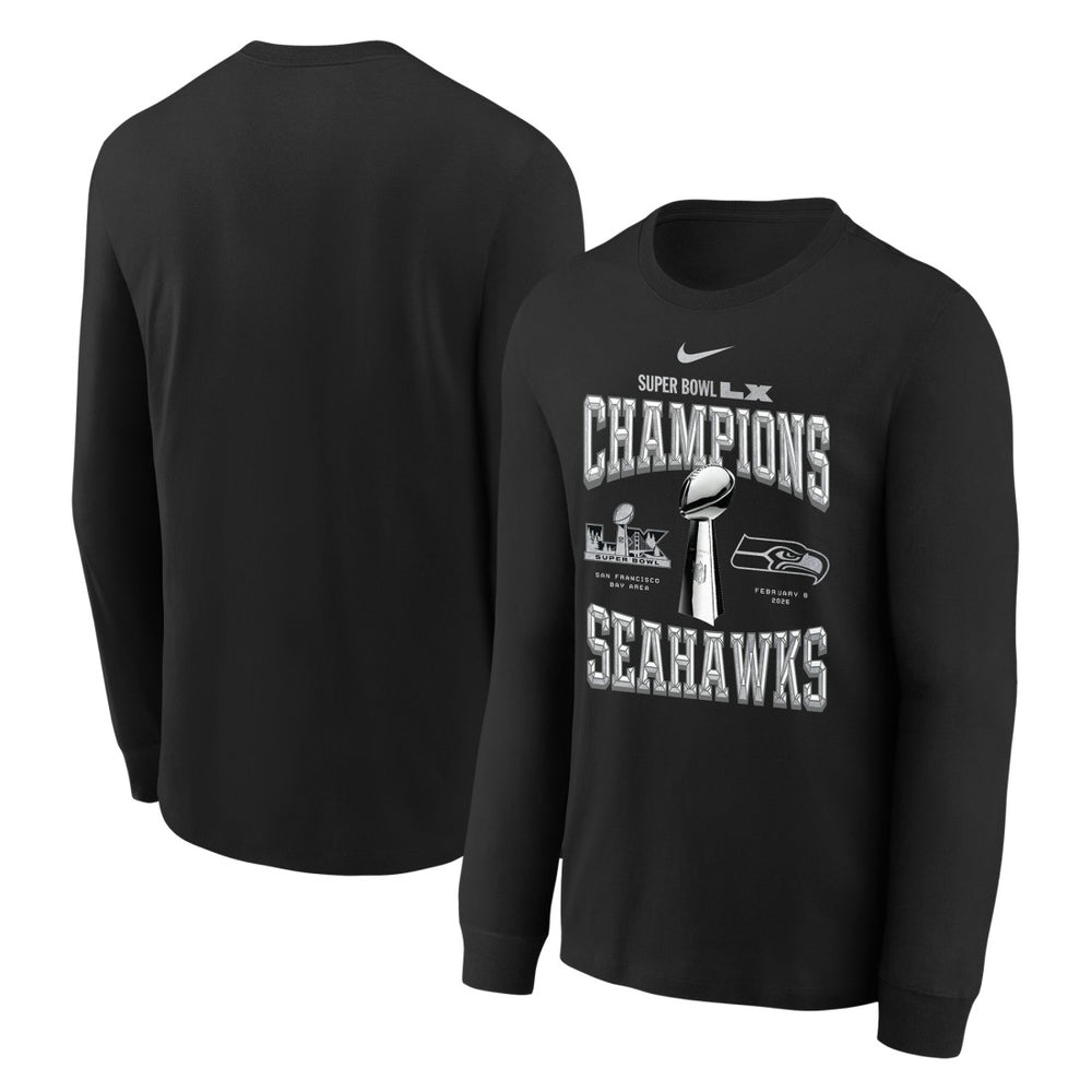 Youth Super Bowl LX Champions Locker Room Trophy Collection Long Sleeve T-Shirt - Seattle Seahawks