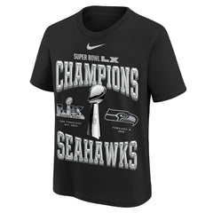 Youth Super Bowl LX Champions Locker Room Trophy Collection Authentic T-Shirt - Seattle Seahawks