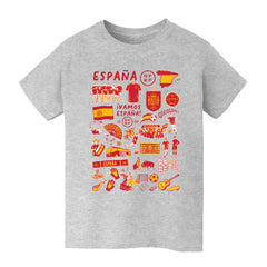 Spain National Team Vive La Fete Youth Impressions Artwork T-Shirt - Gray