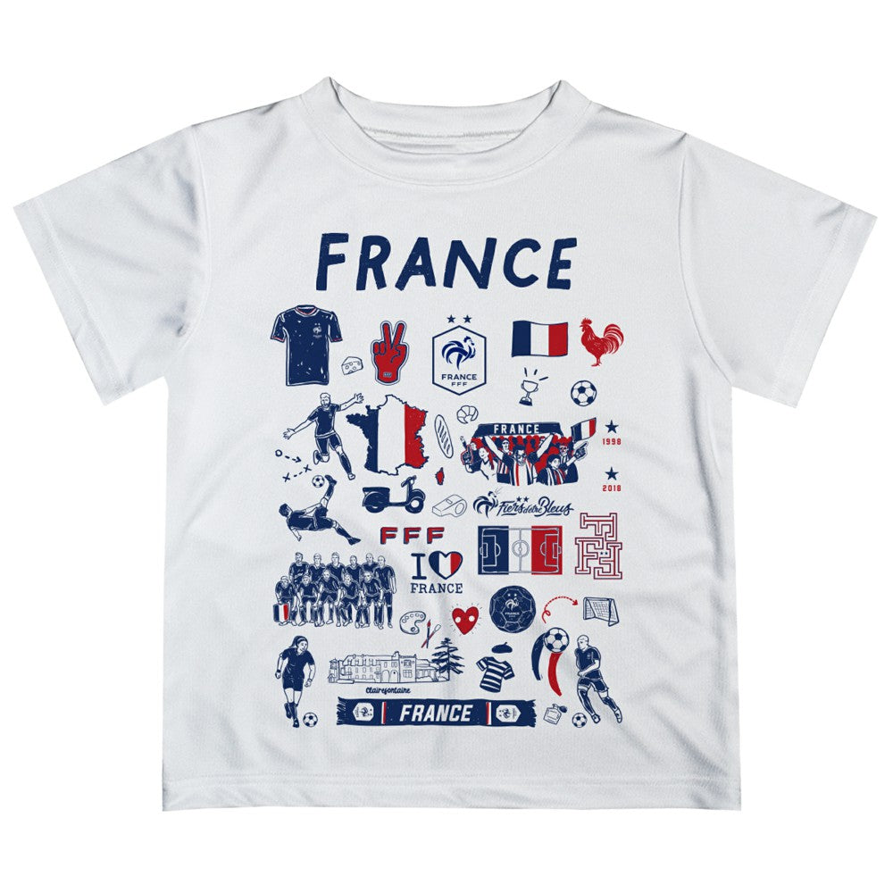 France National Team Vive La Fete Youth Impressions Artwork T-Shirt - White