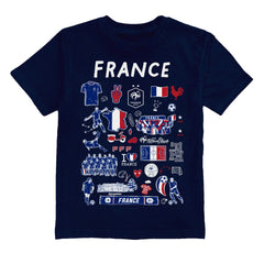 France National Team Vive La Fete Youth Impressions Artwork T-Shirt - Navy