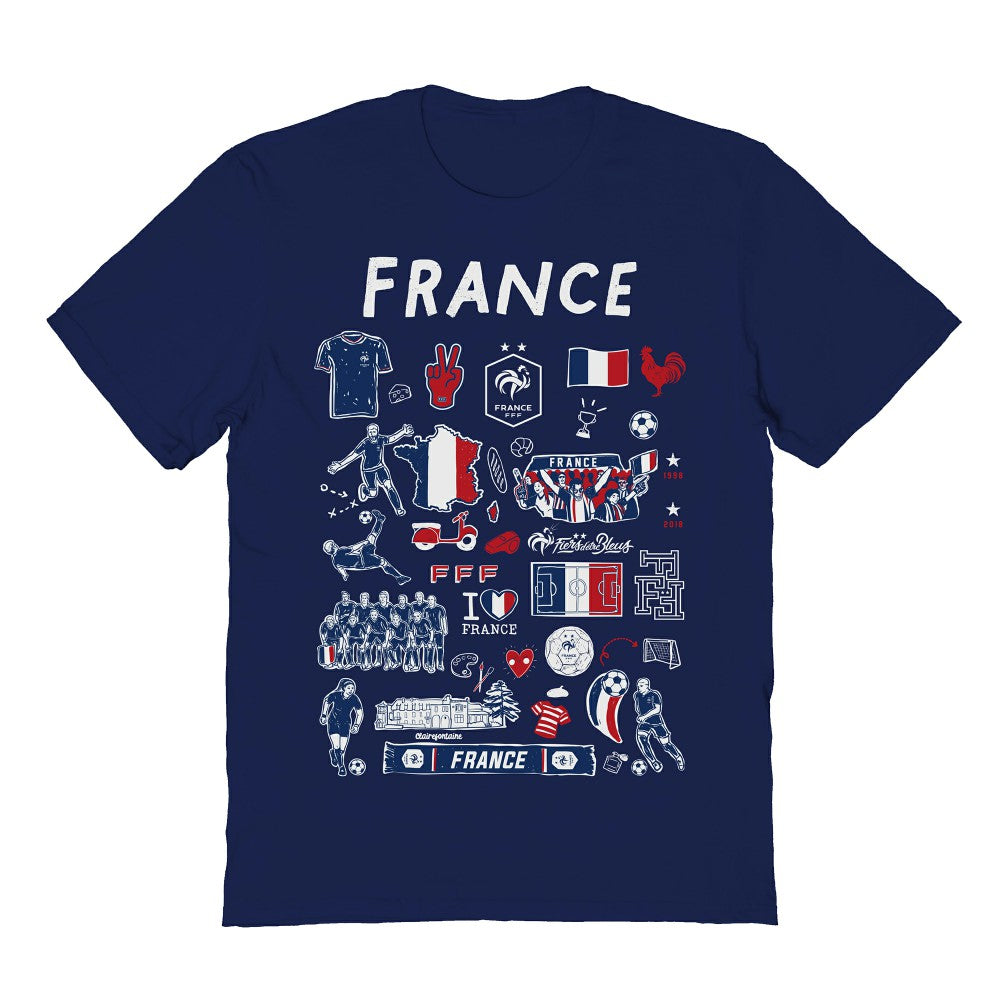 France National Team Vive La Fete Women's Impressions Artwork Fitted T-Shirt - Navy
