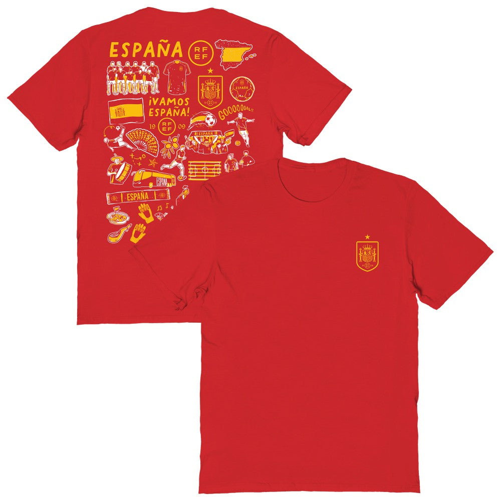 Spain National Team Vive La Fete Women's Impressions Artwork Fitted T-Shirt - Red