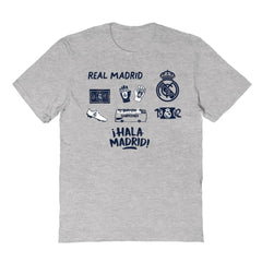 Real Madrid Vive La Fete Youth Impressions Icons T-Shirt - Gray