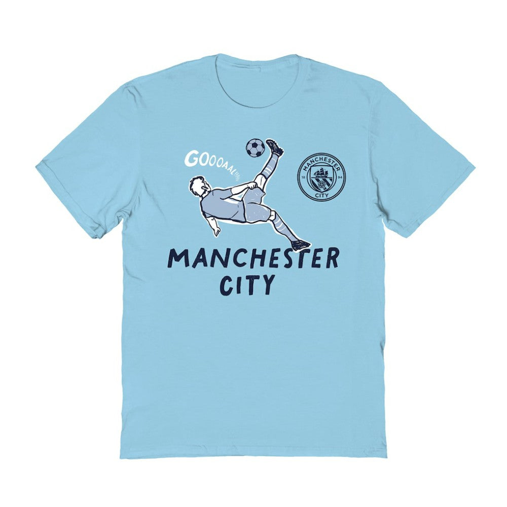 Manchester City Vive La Fete Women's Chilena Style T-Shirt - Light Blue