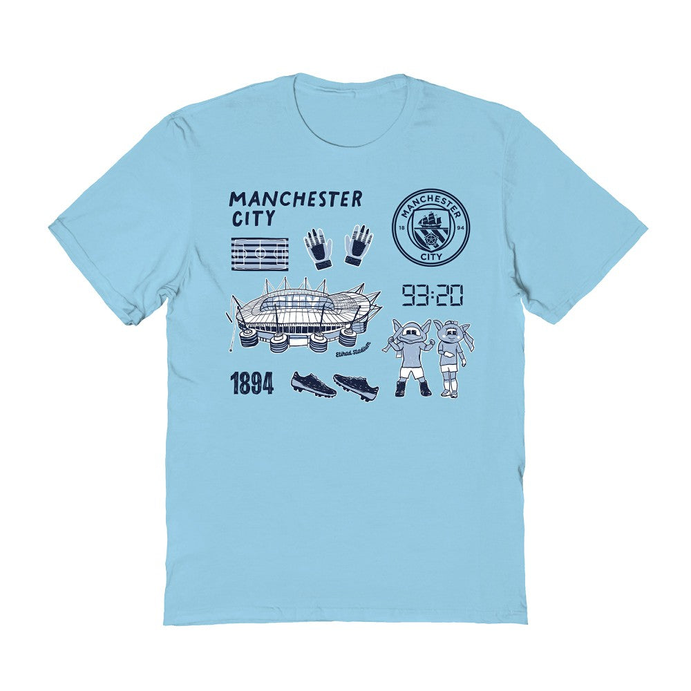 Manchester City Vive La Fete Women's Impressions Icons T-Shirt - Light Blue