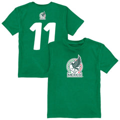 Santiago Gimenez Mexico National Team Vive La Fete Youth Player Name & Number Color Badge T-Shirt - Green